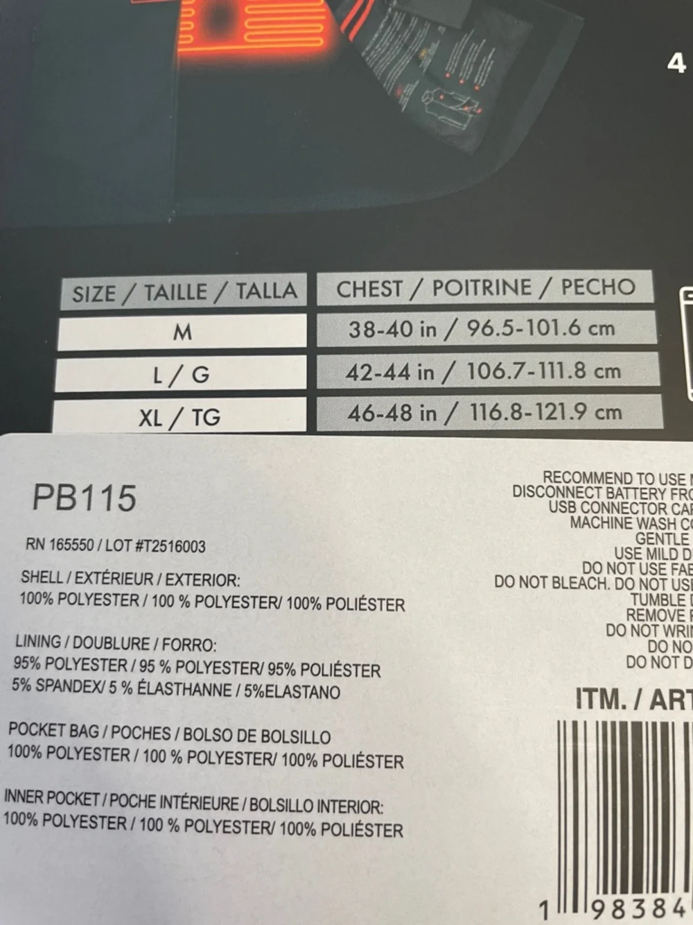 NIB Heated Vest L/G - Rechargeable Battery Heated Vest (Black) - Picture 6 of 6